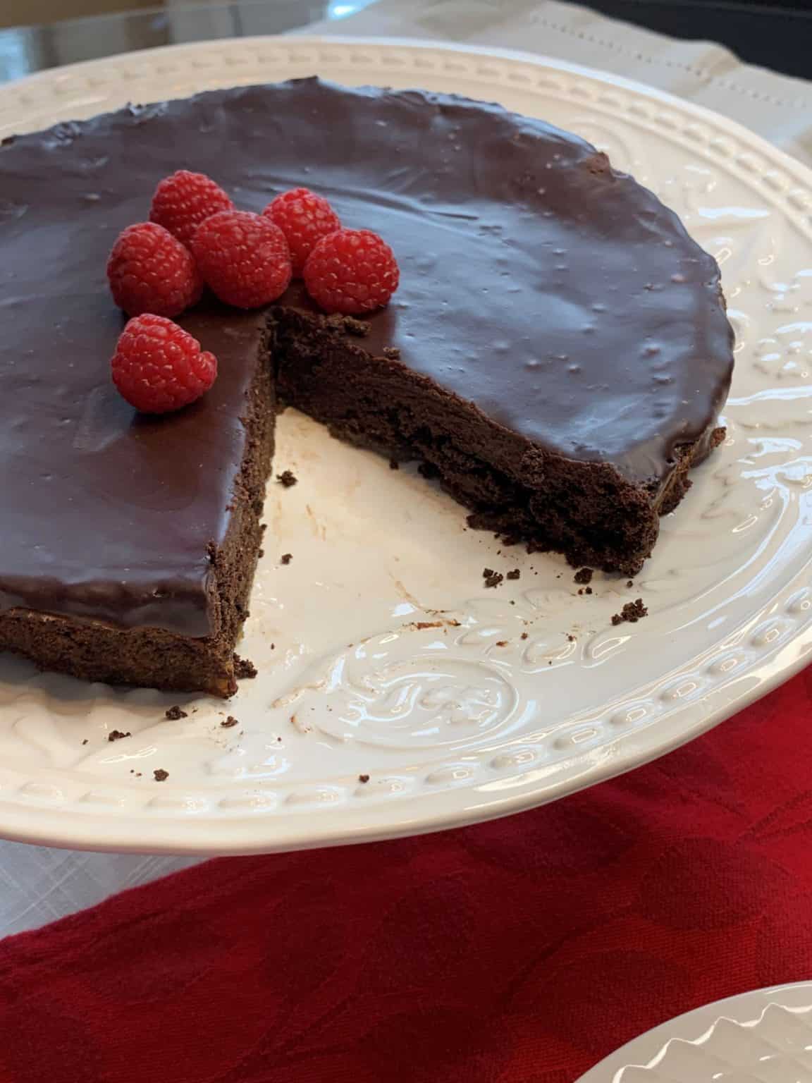 Flourless Chocolate Cake with Chocolate Chambord Glaze Enza's Quail