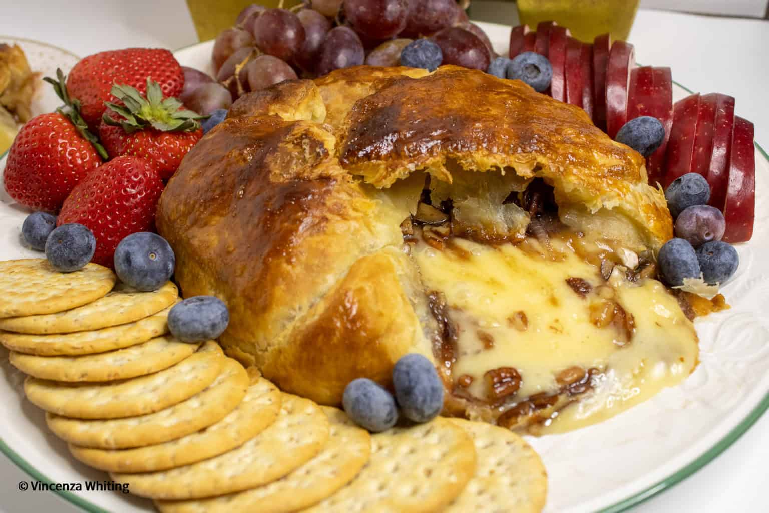 Baked Brie en Croute with Caramelized Onions and Jam
