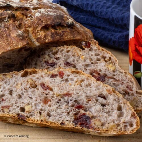 Easy Cranberry Walnut Bread (No-Knead Recipe) - Enza's Quail