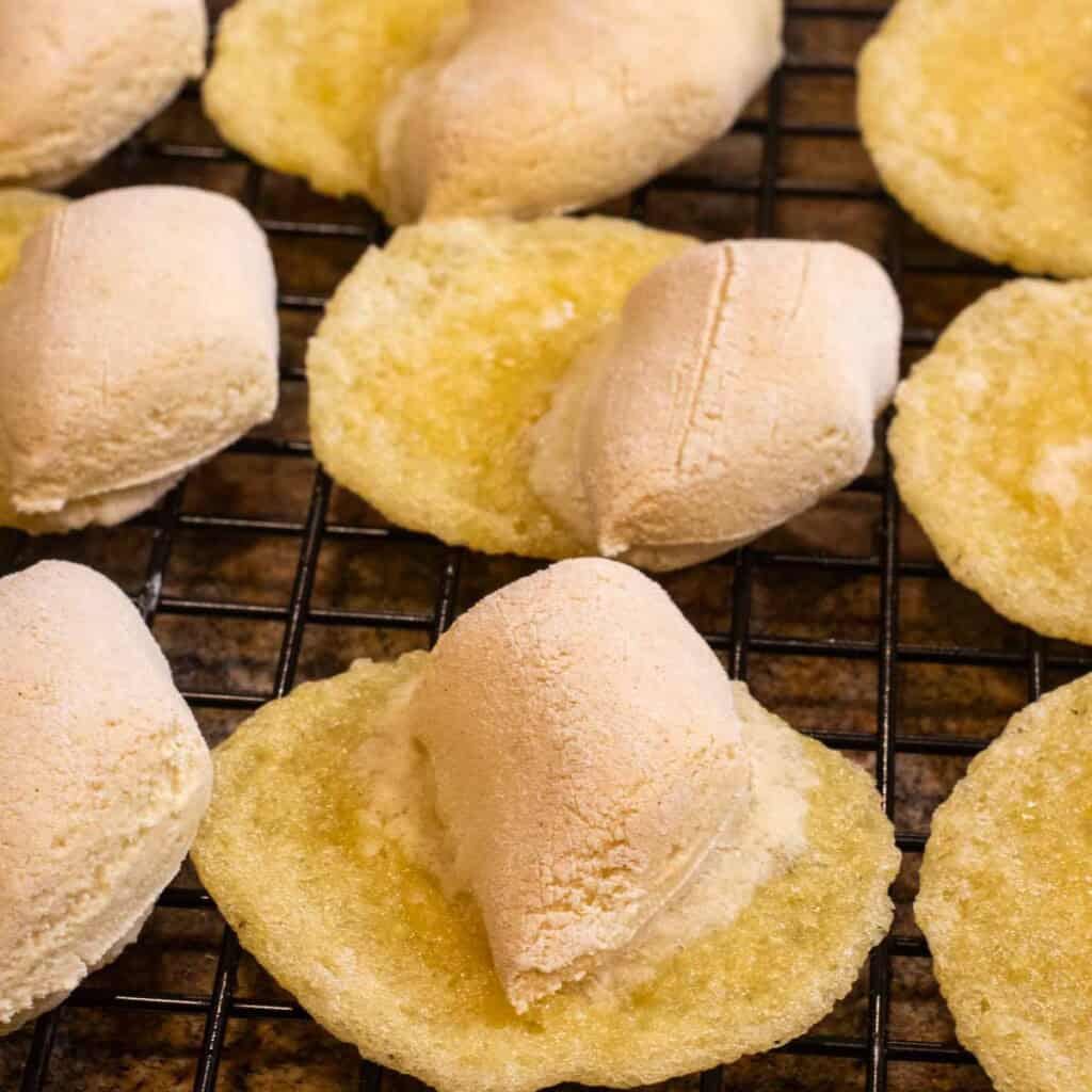 Ossa di Morti cookies on a cooling rack.