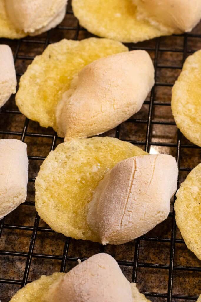 Ossa dei morto, bones of the dead cookies, on a cooling rack.  